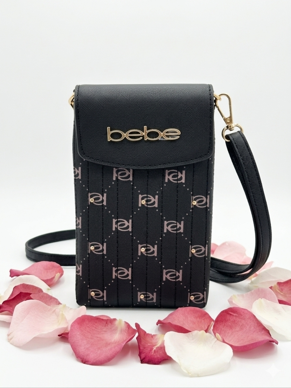 Bebe Black Signature Bebe Monogram Crossbody Bag
